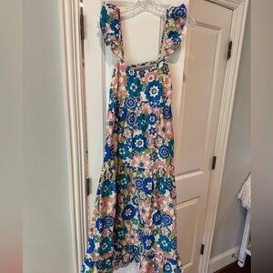 Multicolored Ruffled Maxi Sundress